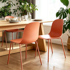 Dining Chairs Set of 4, Plastic Stackable Kitchen Chairs, Modern Indoor/Outdoor Chair with Metal Legs for Dining Room, Kitechen, Cafes, Restaurants (Terracotta)
