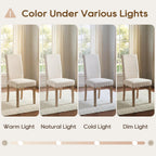 Upholstered Dining Chair Modern Stylish Parsons Kitchen Diner High Back with Bronze Nailhead Trim & Wood Legs, Set of 2, Beige