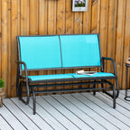 Outdoor 2-Seater Glider Loveseat - Steel FFor rame, UV-Resistant Blue Sling Fabric, Quick-Drying, 47.25" L x 27.5" W x 33.5" H, 440lb Capacity