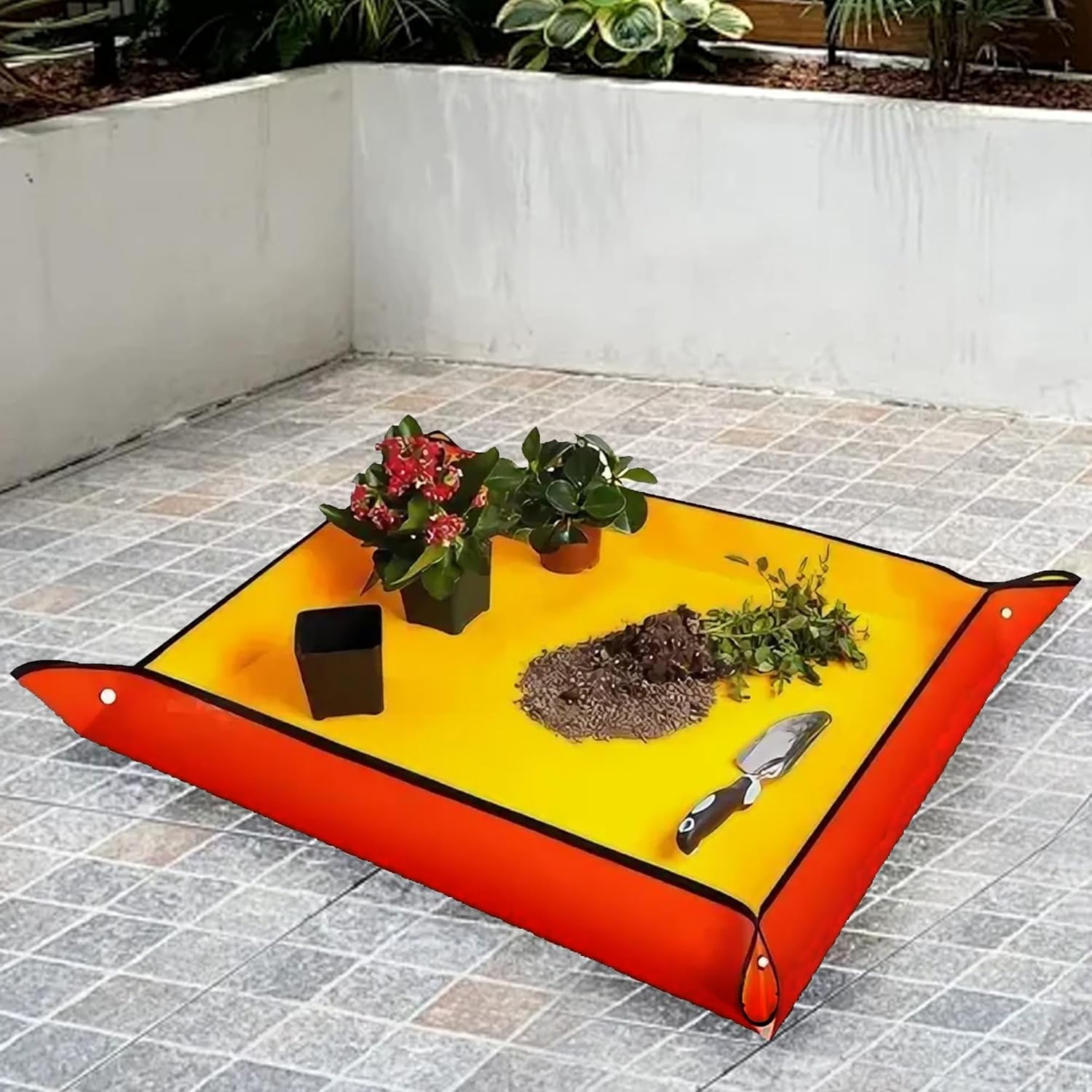 Gardening Repotting Mat for Plants - Waterproof Mat for Potting, Soil Change, Flower and Plant Care (66cm x 66cm, Yellow)