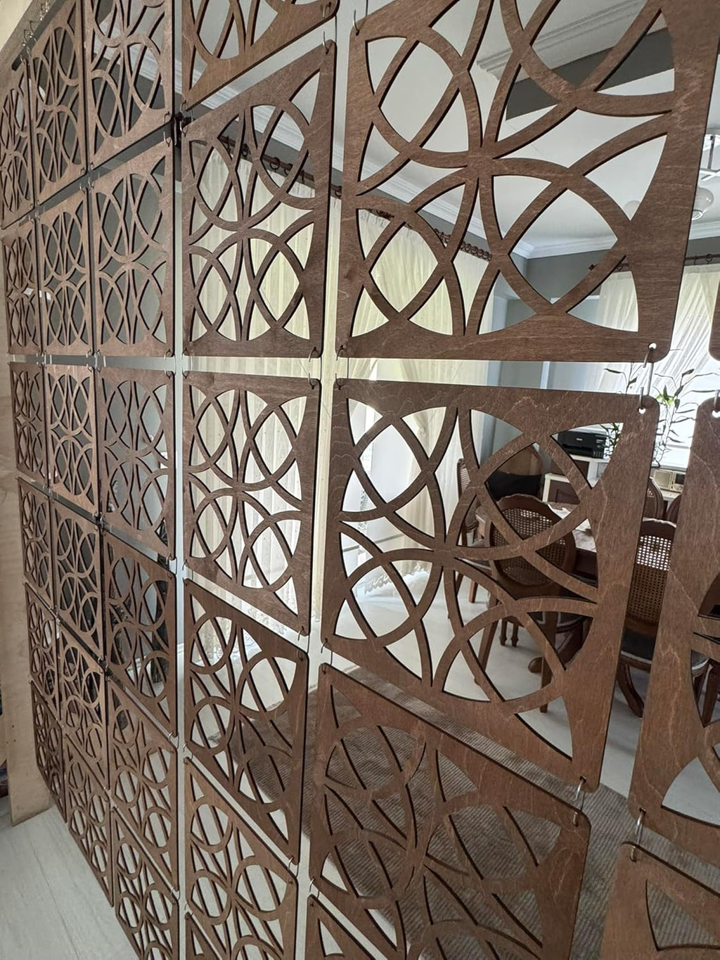 Decorative Hanging Divider Panels, Walnut, Set of 12
