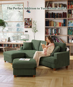 Welzona 87.2" Couches for Living Room, Comfy Green Couch 7.5" Extra Thick Cushion, Sofas for Living Room Tool-Free Setup, Loveseat Sofa 848lbs Support, Corduroy Couch for Bedroom, Apartment, Office