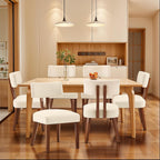 MOJAY Dining Chairs Set of 4, Mid Century Modern Kitchen Chair Linen Fabric Side Chairs with Curved Backrest for Kitchen, Dining Room, Restaurant, or Patio, Off-White
