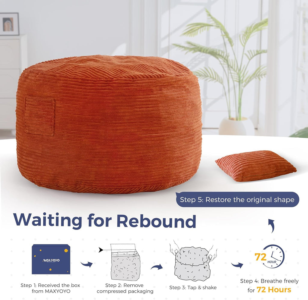 MAXYOYO Giant Bean Bag Chair Bed with Pillow, Convertible Beanbag Sofa to Floor Bed, Lazy Chair Couch with Removable Cover, High-Density Shredded Foam Filling, Cozy Lounge for Bedroom Living Room