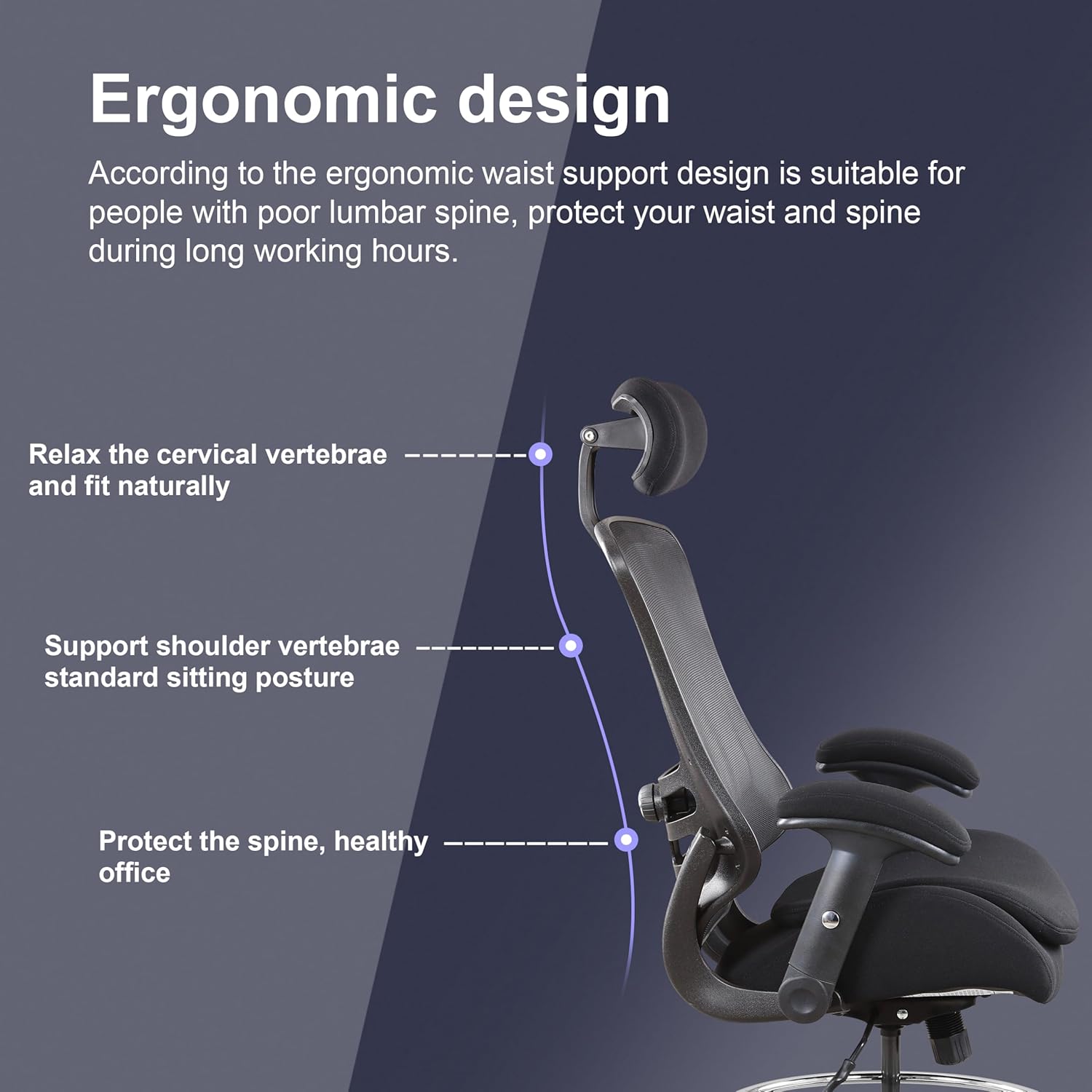 BOLISS 400lbs Ergonomic Drafting Chair,Tall Office Mesh Chair, Standing Desk Chair,Height Adjustable Armrest and Flip up Arms, Adjustable Lumbar Cushion (Black Frame Black Mesh)