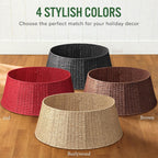 Hommtina Christmas Tree Collar- 33",Christmas Tree Base Christmas Basket Collar for Home, Living Room,for Covering Tree Stand (Brown3, 33 in)