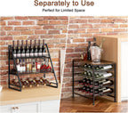 TQVAI Wine Rack Freestanding Floor Modular Split 40 Bottles Vertical Countertop Wine Racks Tall Liquor Bottle Display Shelf with Hidden Cork Organizer for Home Bar, Black/Antique
