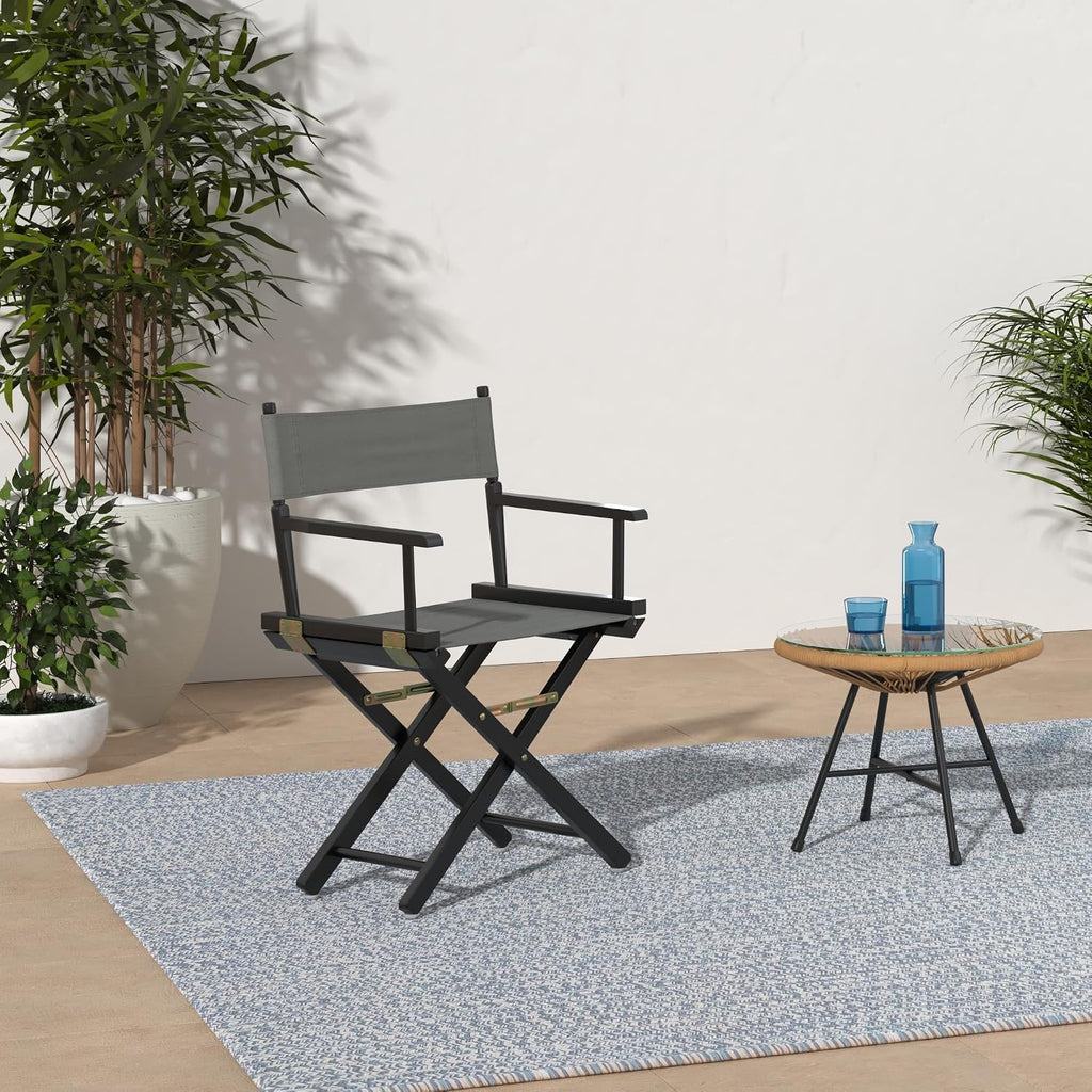 Casual Home 18" Director's Chair Black Frame with Grey Canvas