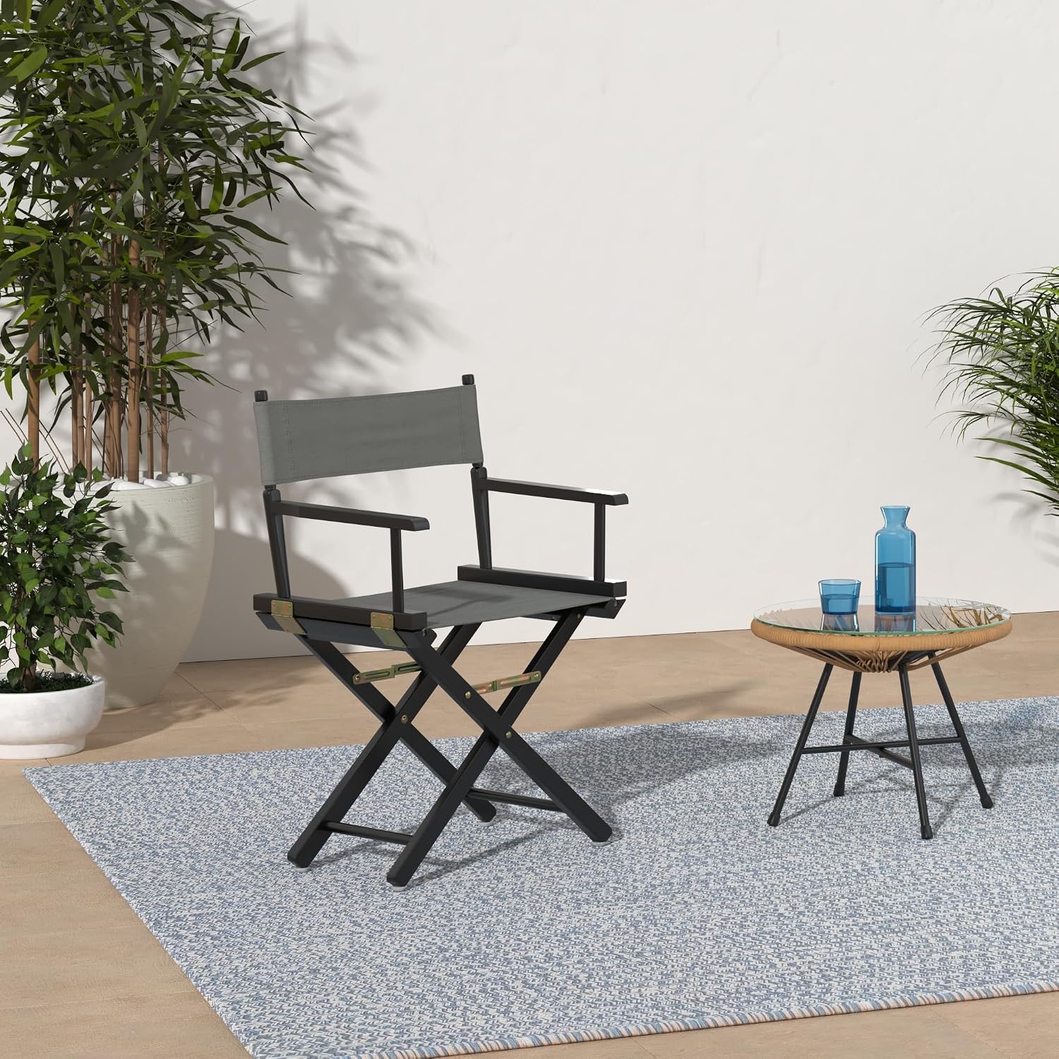 Casual Home 18" Director's Chair Black Frame with Grey Canvas