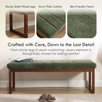 53.2" Upholstered End of Bed Bench, Modern Chenille Fabric Bedroom Bench with Cushion, Padded Dining Bench Entryway Bench with Solid Wood Frame for Bedroom, Living Room, Green