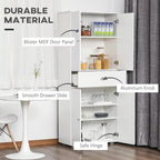 72" Freestanding Kitchen Pantry Cabinet with 2 Large Double Door Cabinets and 1 Center Drawer, White,15.75 * 29.25 * 72.5