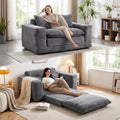 58" Sofa Bed, 2 in 1 Folding Convertible Sofa Bed Corduroy Boneless Loveseat Floor Sleeper Mattress Futon Couch Bed No Assembly for Apartment Bedroom Living Room 58-Grey