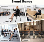 Foldable Conference Room Chair Office Guest Chairs and Reception Chairs with Wheels,Mesh Back Guest Reception Chair Foldable Desk Chair for Home Office,Black (2 PCS with Tablet)