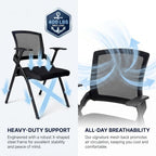 [20 Pack] Folding Office Chairs, Heavy Duty Conference Room Chairs with Mesh Back & Padded Seat, Stackable Training Room Chair for Guest Reception, Classroom, Waiting Room