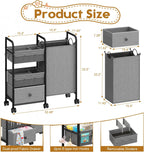 Cidaziya 2In1 Baby Diaper Caddy Organizer with Laundry Hamper, 3 Tier Rolling Cart with Dividers and Drawers, Upgrade Diaper Cart Utility Cart Clothes Organizer for Baby Essentials, New Mom, Nursery