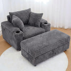 LIKIMIO 54'' Oversized Chaise Lounge Chair Indoor, Gray | Wood Frame