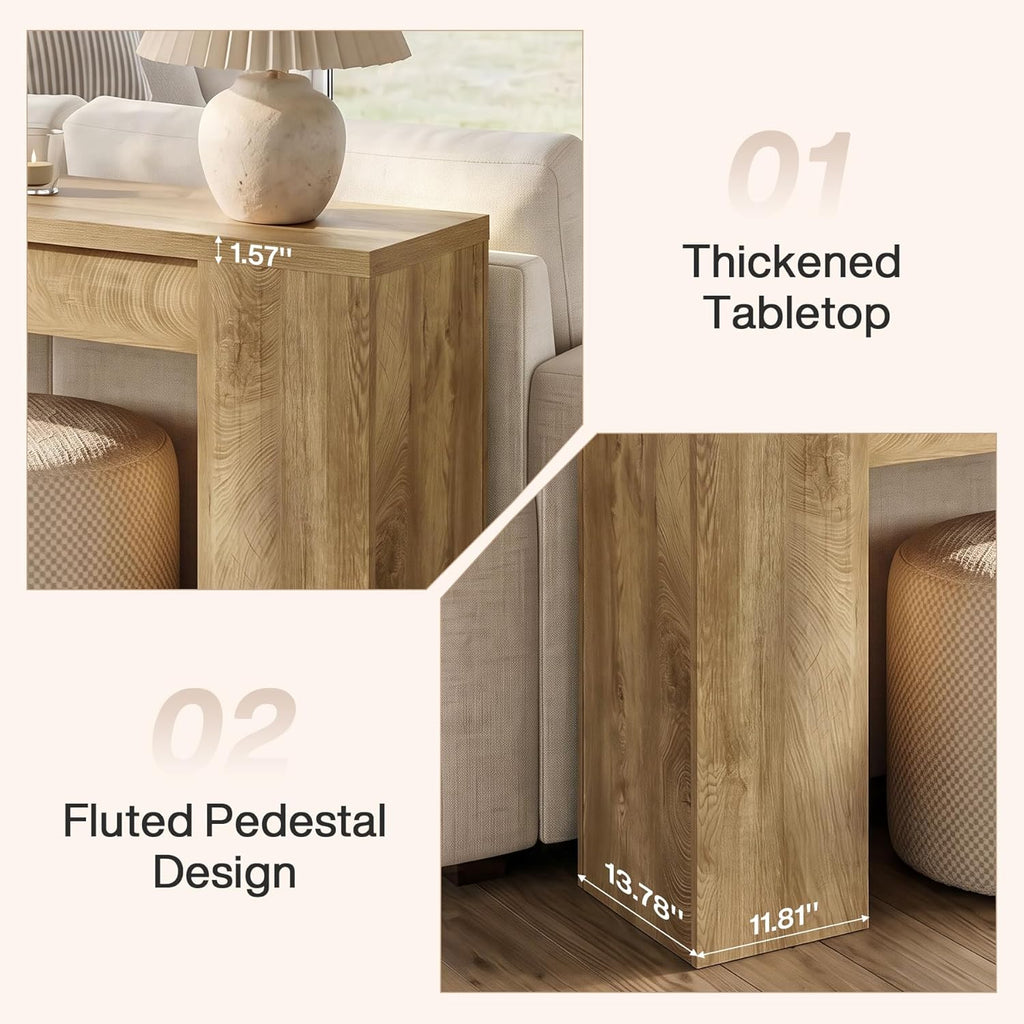 Tribesigns 78.7-Inch Extra Long Console Table for Entryway, Narrow Sofa Table Behind Couch for Living Room, Farmhouse Entrance Entry Table for Foyer with Wooden Double Base, Natural Oak
