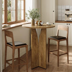 LITTLE TREE Round Bar Table, 31.5 Inches Counter Height Cocktail Table, Wooden High Top Home Bar Unit for Pub, Bistro, Home, Kitchen, Dining Room, Small Space, Brown