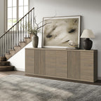 SICOTAS Buffet Cabinet with Storage Accent Sideboard Modern Credenza with Doors & Shelves Fluted Media Console Mid Century Coffee Bar Table for Living Room Kitchen Dining Room Hallway (3PCS)