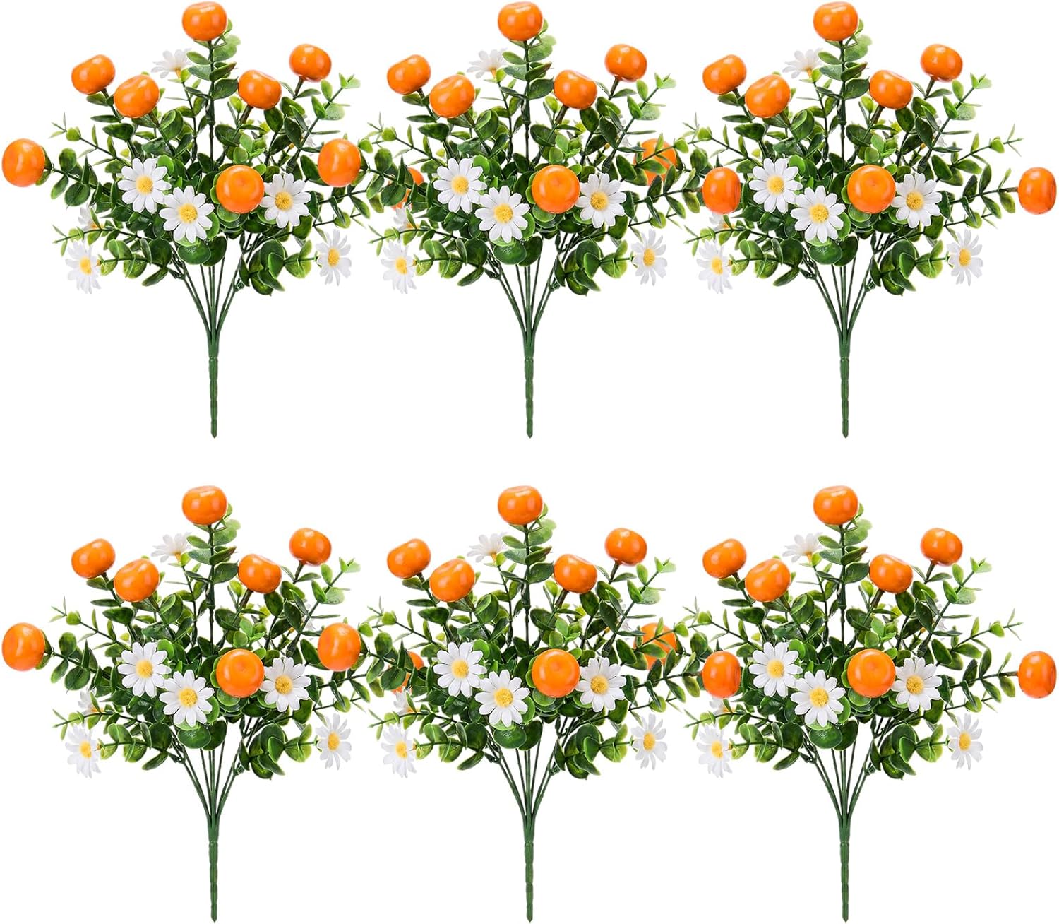 Tigeen 6 Pack Orange for Decoration Fake Orange Branches Artificial Vivid Faux Fruit Tables Centerpiece for Kitchen Stem Fruits for Home Spring Summer Decor