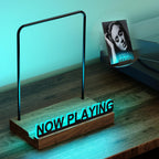 KORRTFID Now Playing Vinyl Record Stand, Light Up Vinyl Record Display Stand with 7- Color Changing Lights, Multi Color Light with Fingerprint-Proof Acrylic Letters (Black letters)