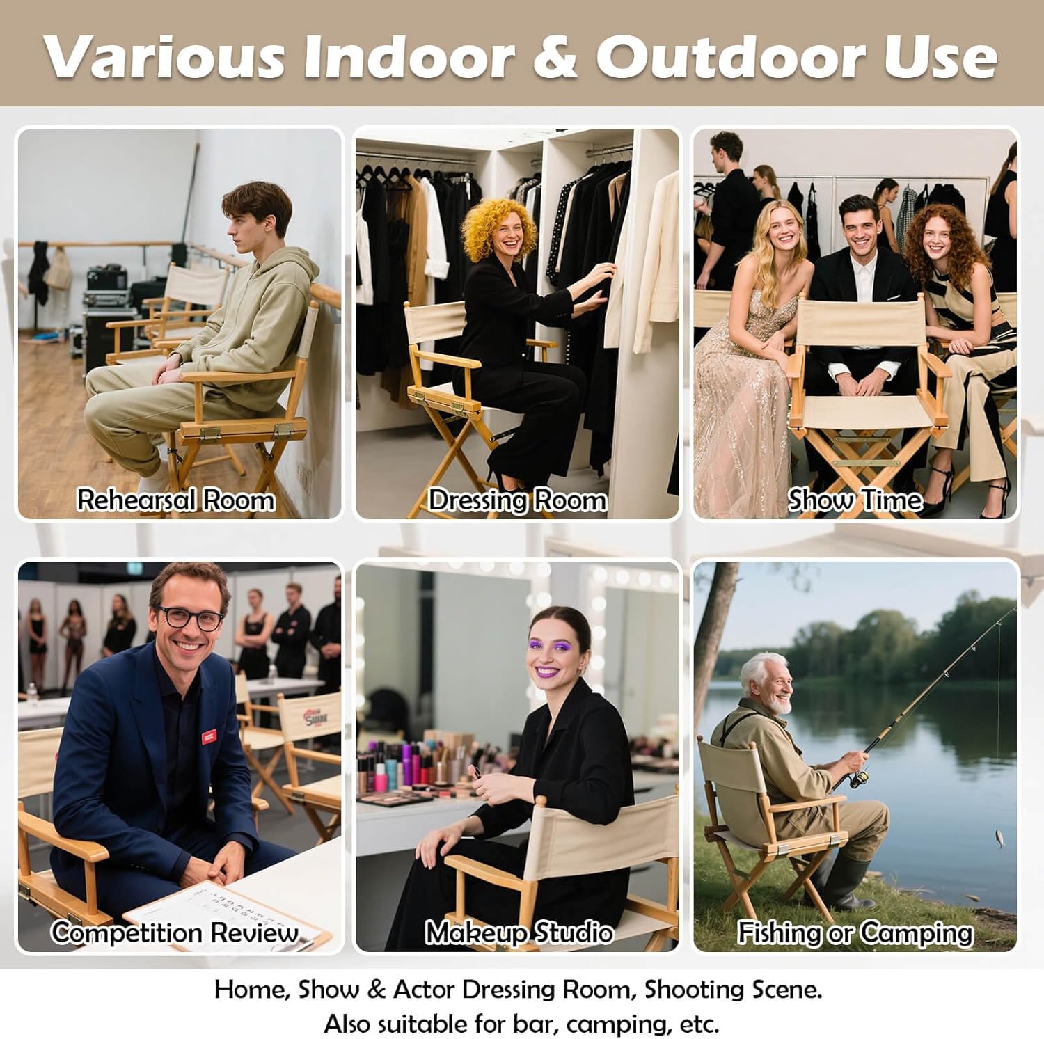 STAY GENT Director's Chair Canvas Replacement Kit 21"L x 8"W - 21"L x 16.5"W Replacement Canvas Durable Cotton Canvas Seat & Back Covers for Home,Model Artist,Makeup,Show Dressing Room, 1 Set Khaki