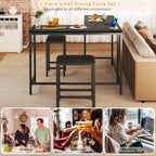 HUAHUU Bar Table and Chairs Set for 2-4, 63'' Convertible L-Shaped Kitchen Table with Power Outlets, 3 Piece Counter Height Small Dining Table with 2 Stools, Space Saving, Breakfast Nook Corner, Black
