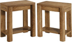 Tribesigns End Table for Living Room, Farmhouse Wooden Side Table with Storage Shelf, Small Narrow Bedside Accent Furniture for Bedroom (Brown, 2PCS)