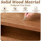 Solid Wood C Shaped End Table for Couch, No Assembly Required Sofa Side Table with Storage Shelf, Small Snack Table Slide Under Couch, Narrow Nightstand for Living Room, Bedroom & Small Spaces