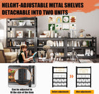 78''H Metal Bookshelf, 5-Tier Bookshelve, Heavy Duty Steel Bookcases, Large Storage Capacity Adjustable Tall Industrial Bookshelf for Living Room, Bedroom and Library, Black (78''Hx36''Wx12''D)