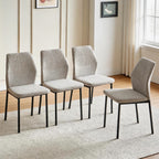 Dining Chairs Set of 4, Mid Century Modern Fabric Upholstered Kitchen Chairs, Light Brown Dining Room Chair with Sticthing Back for Kitchen Dining Room
