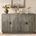 Fluted Sideboard Buffet Cabinet with Storage - 57" Credenza Coffee Bar Cabinet with 4 Doors, Accent Kitchen Storage Cabinets with Adjustable Shelves for Living & Kitchen, Entryway, Modern
