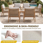 Outdoor Accent Chair, Patio Lounge Chair Set of 2, Hand-Woven Rope with Waterproof Cushions, All-Weather Patio Accent Chairs for Garden, Balcony, Poolside, Grey+Mocha Rope