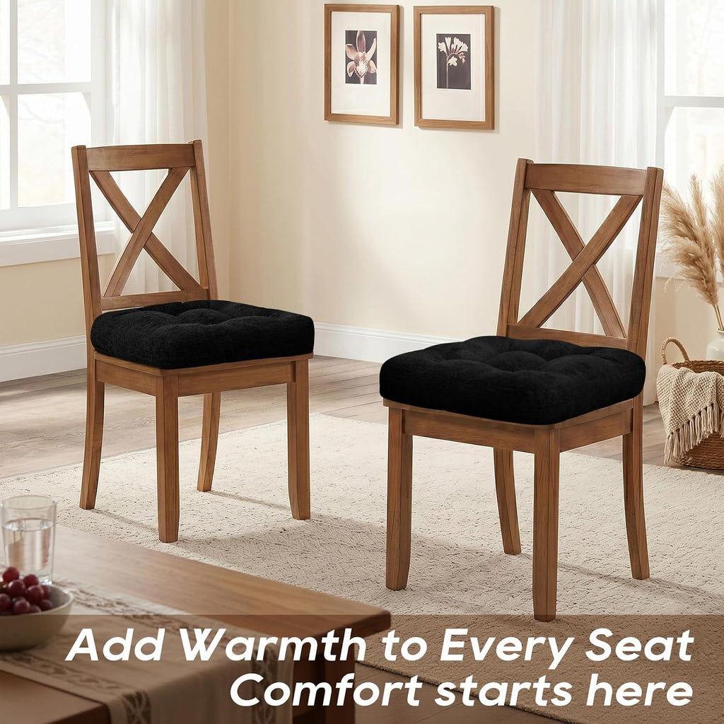 Basic Beyond Chair Cushions for Dining Chairs, Non-Slip Chair Pads, Thick Seat Cushions for Dining Room Chairs, Kitchen Chair Cushions Set of 4, 17" x 17" x 4", Black