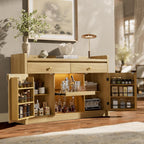 STO'SENSE 55" Sideboard Buffet Cabinet with Charging Station & LED Light, Coffee Bar Cabinet with Drawers, Pull-Out Shelf & Door Rack, Modern Storage Cabinet for Kitchen, Dining Room