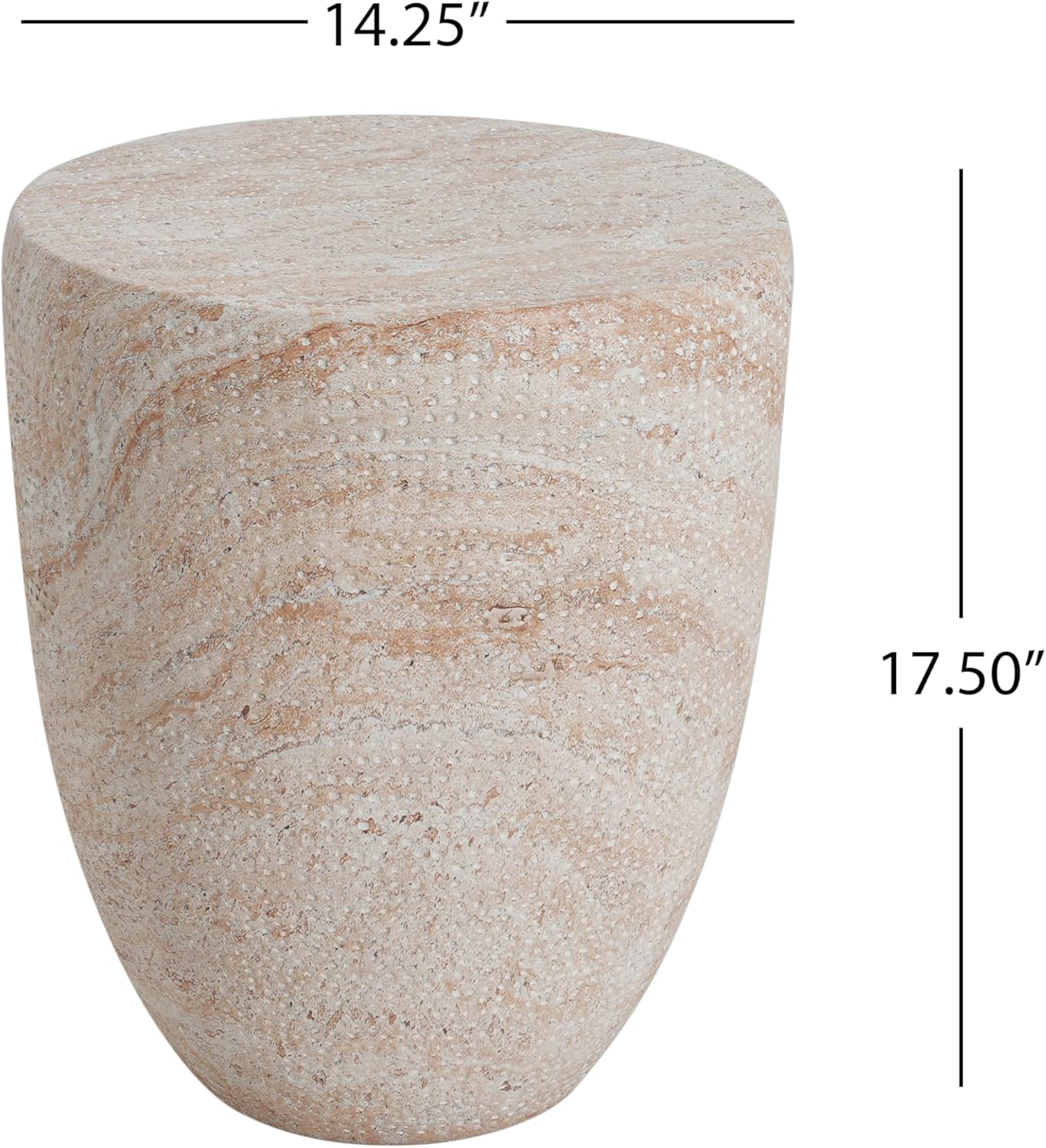 14" Lightweight Concrete Corner End Table, Retro End Table with Stable Load-Bearing Design with MGO, Decorative Accent Table No-Assembly for Indoor Outdoor, Beige