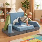 Costzon Modular Kids Play Couch, Snow Mountain Theme Toddler Foam Building Fort for Inspiring Creativity, Convertible Foam and Floor Cushion for Boys Girls for Playroom, Bedroom Gifts (Snow Mountain)
