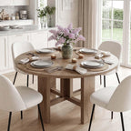 LITTLE TREE 47 inch Round Dining Table, Round Kitchen Table for 6, Farmhouse 47" Dinner Room Tables, Rustic Circle Tables for Kitchen, Dining