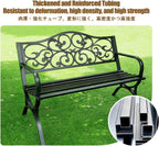Garden Benches for Outdoors, Patio Benches for Outdoors, Crafted from Wrought Iron, It is Suitable for Use in Parks, Courtyards, and Porches.(Black,Cross-Shaped seat Cushion)