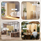JOSTYLE Room Divider 4 Panel Folding Privacy Screen, Bamboo Room Divider Screen - 6 ft. Tall Wall Divider for Room Separation Freestanding Partition Separators, Beige, 70.9" H x 79.9" W