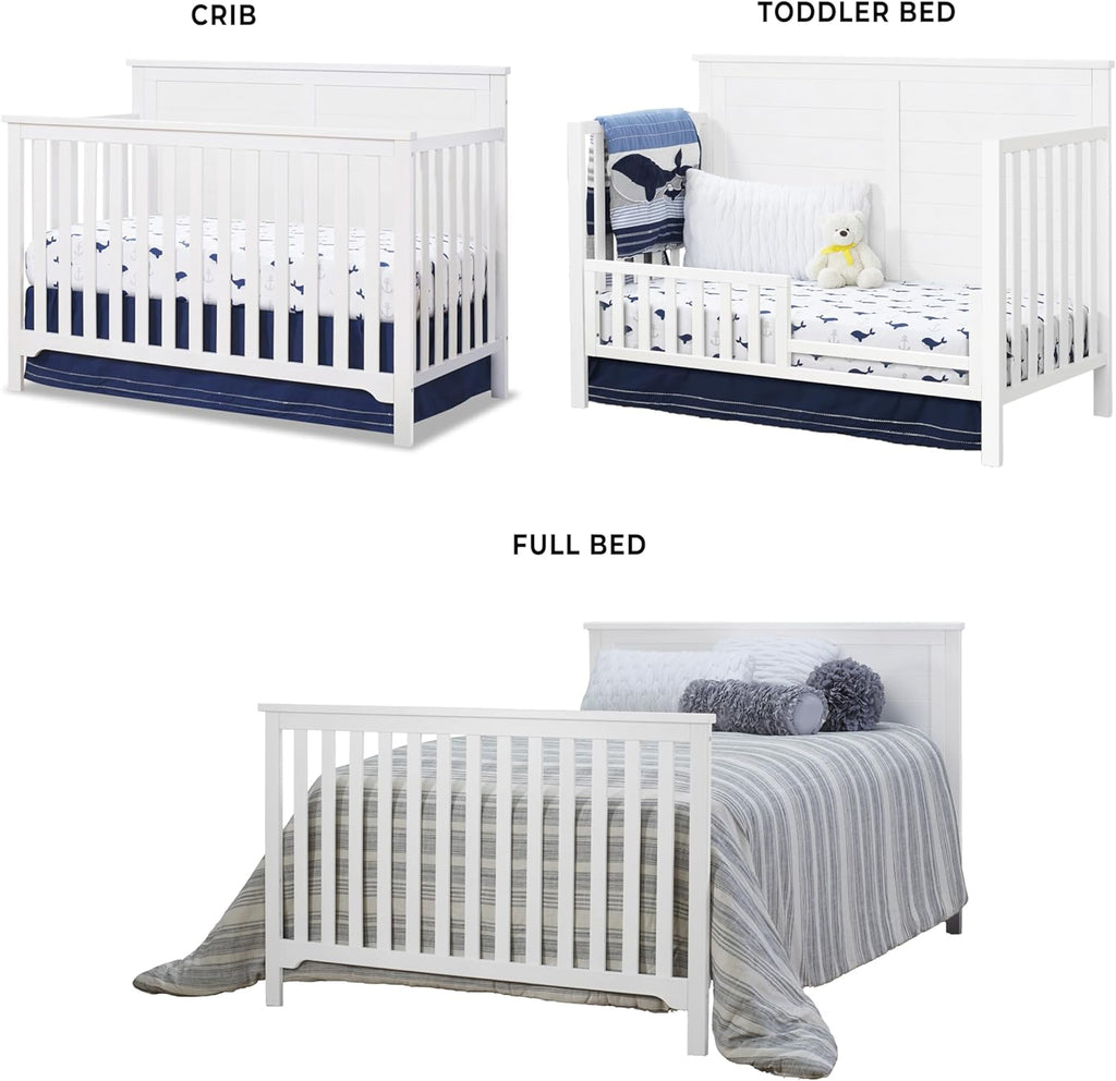 SORELLE FURNITURE Baby Bundle 4-Piece Nursery Set with 4-in-1 Convertible Crib, 4-Drawer Dresser, Changing Table and Toddler Rail, Furniture Made of Wood, Finish, Nursery Furniture Set -White