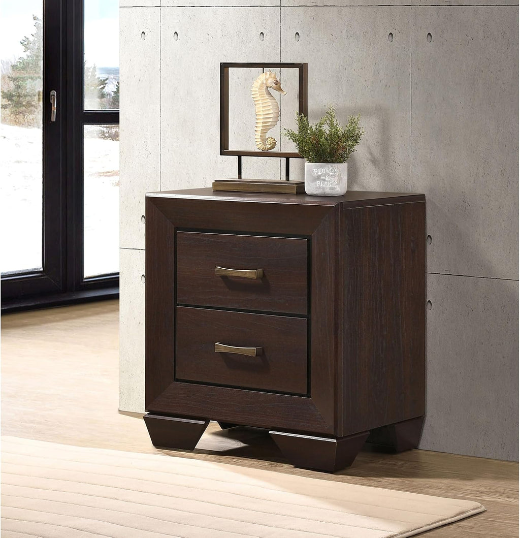 Copper Dark Cocoa 2-Drawer Rectangular Nightstand,for Small Spaces