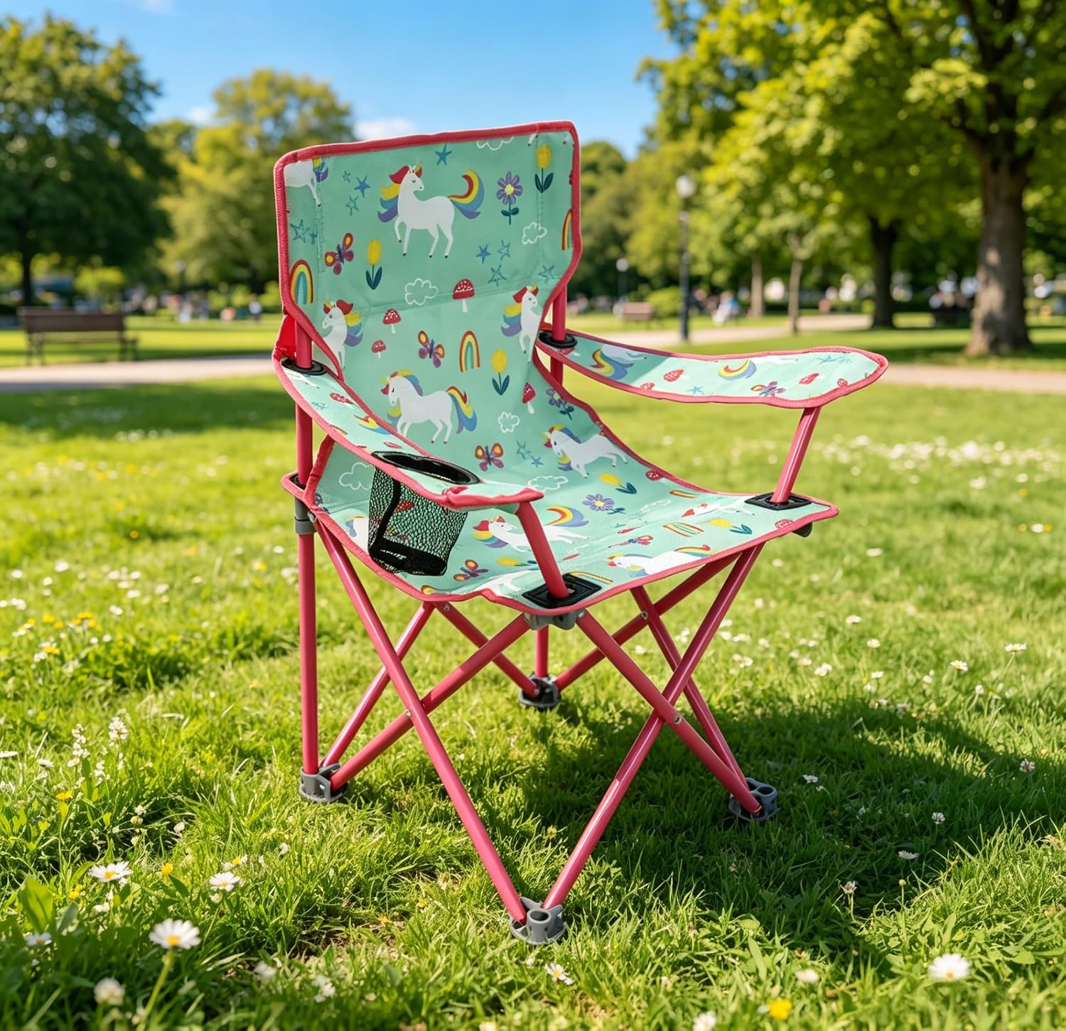 Foldable Chair with Safety Lock, Unicorn Pattern