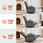Rocker Recliner Chair with Heating and Kneading Massage for Adults,360°Swivel Rocker Recliner with Cup Holder and USB Charge Port for Living Room,Bedroom, Nursery