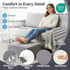 Tiita Suqre Stuffed Pouf Ottoman, Stripe Poufs 21×21×10 inch with Foam Chunk Filling, Floor Bean Bag Floor Chair Storage for Living Room Bedroom Home Decor, Grey