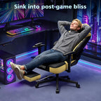 HOFFREE Gaming Chair with Footrest 160° Reclining Computer Chair with 15° Rocking Function Ergonomic Game Chairs for Adults 400lbs Home Office Compueter Desk Chair with 2D Armrests Yellow and Black