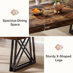 Tribesigns 63-Inch Dining Table for 4-6, Industrial Farmhouse Kitchen Table with Reinforced X-Shaped Metal Legs for Dining & Living Room, Kitchen, Vintage Brown and Black