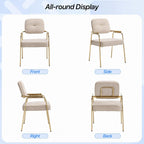 HENGJIANYI Accent Chair Dining Chair Set of 2, Chenille Upholstered Armchair Reading Side Chair, Comfy Living Room Chair with Gold Metal Legs for Bedroom Waiting Room, Beige