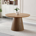 ODC 47" Modern Round Dining Table for 4, Natural Wood Grain Kitchen Table with Slatted Pedestal Base, Mid-Century Round Table for Dining Room, Small Dining Table for Kitchen & Home Office, Table Only