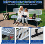 Heavy Duty Park Bench for Outside, Metal Park Bench with Back Portable Frame, Outdoor Steel Mesh Garden Bench with Backrest for Garden, Lawn, Patio, Porch, Park, Yard (Grey, 6FT/73INCH)